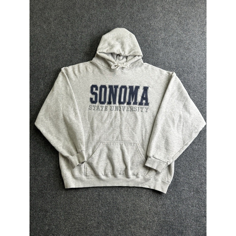 Mens Sonoma State University Hoodie Gray Made in USA, Size XL